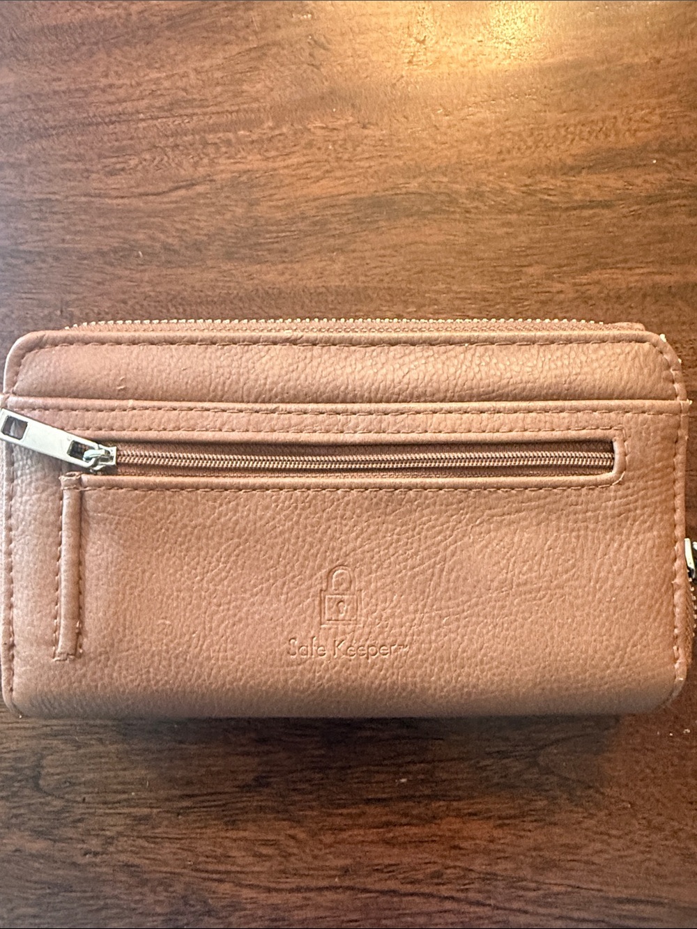 Safe Keeper Tan Zip Wallet with Exterior Pocket